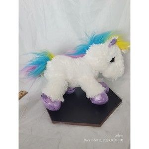 Aurora World Unicorn Rainbow Metallic Purple Soft Stuffed Plush Flopsie 12 In